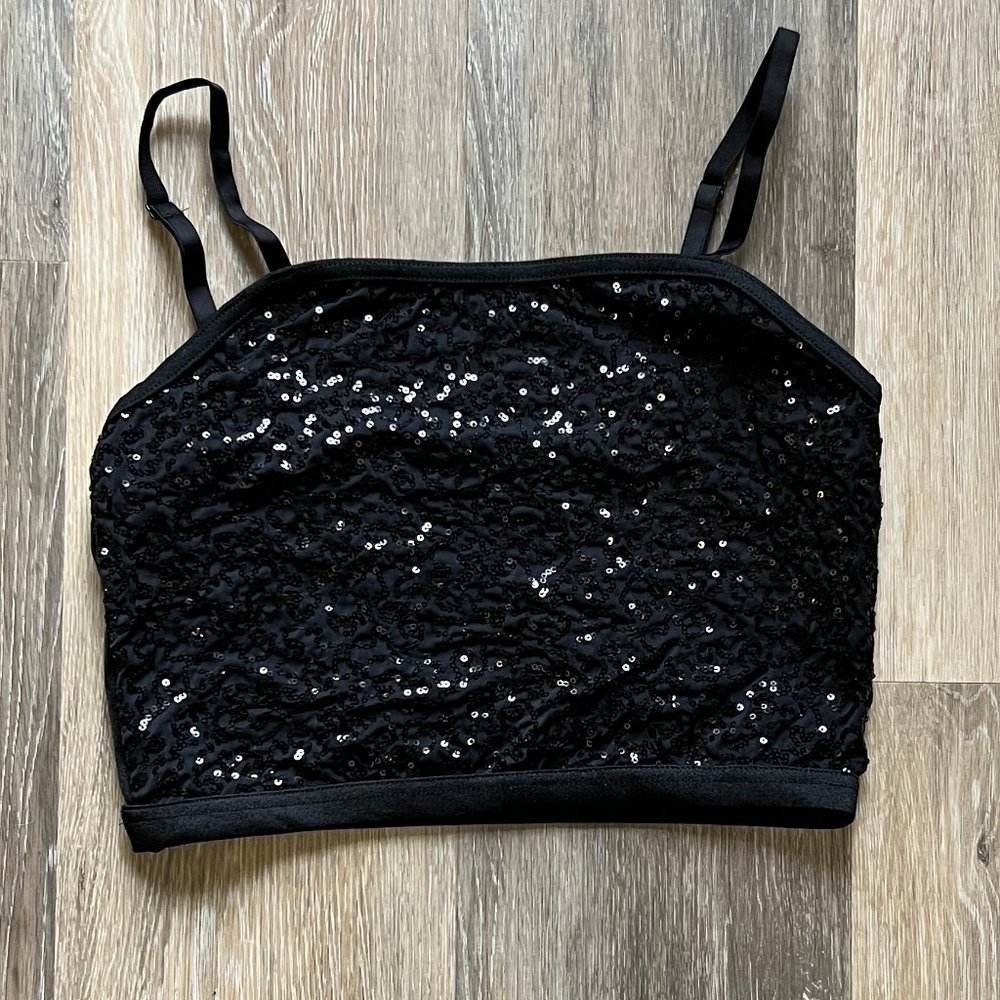 Weissman Dancewear Crop Top Black Sequin